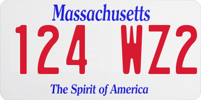 MA license plate 124WZ2