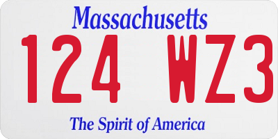 MA license plate 124WZ3
