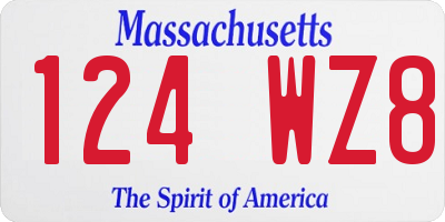 MA license plate 124WZ8