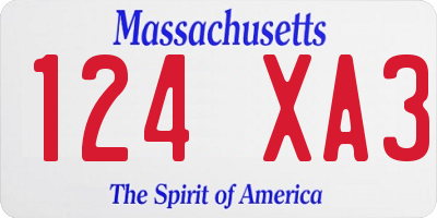 MA license plate 124XA3