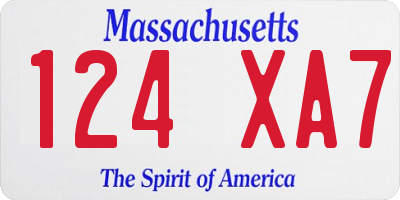 MA license plate 124XA7