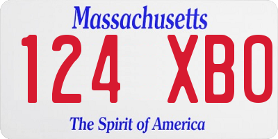 MA license plate 124XB0