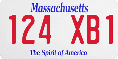 MA license plate 124XB1