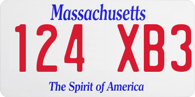 MA license plate 124XB3