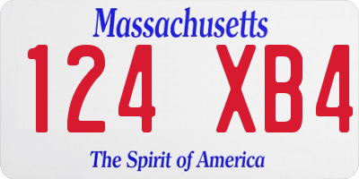 MA license plate 124XB4