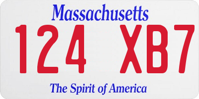 MA license plate 124XB7