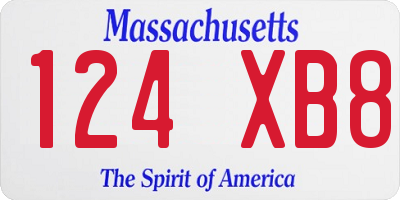 MA license plate 124XB8