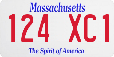 MA license plate 124XC1