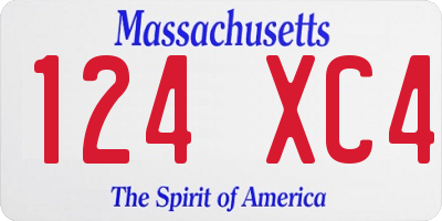 MA license plate 124XC4