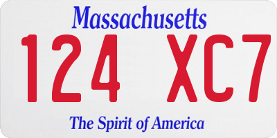 MA license plate 124XC7