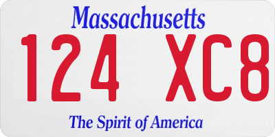 MA license plate 124XC8