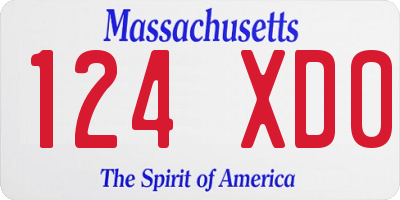 MA license plate 124XD0