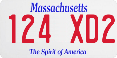 MA license plate 124XD2
