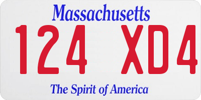 MA license plate 124XD4