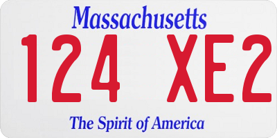 MA license plate 124XE2