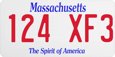 MA license plate 124XF3