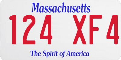 MA license plate 124XF4