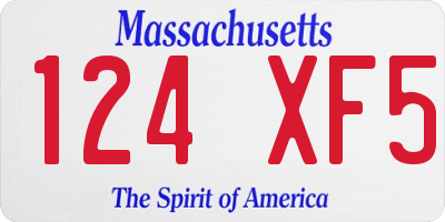 MA license plate 124XF5