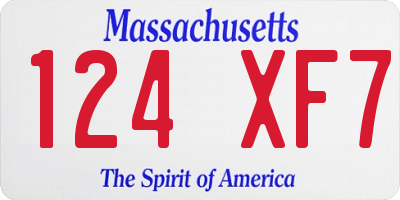 MA license plate 124XF7