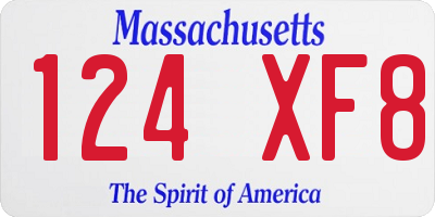 MA license plate 124XF8
