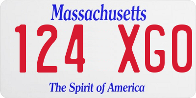 MA license plate 124XG0