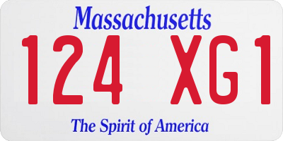 MA license plate 124XG1