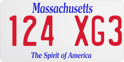 MA license plate 124XG3