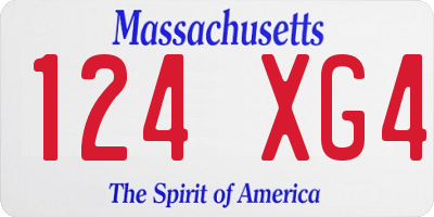 MA license plate 124XG4