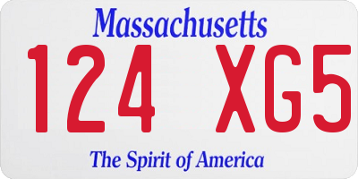 MA license plate 124XG5