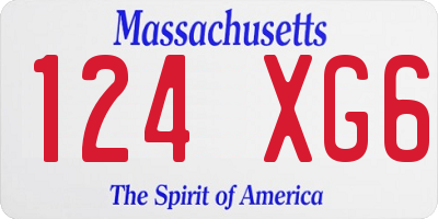 MA license plate 124XG6