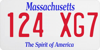 MA license plate 124XG7