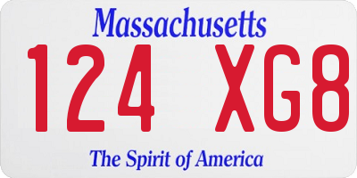 MA license plate 124XG8