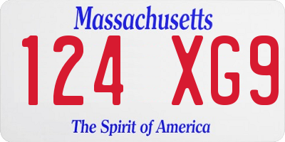 MA license plate 124XG9