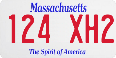 MA license plate 124XH2