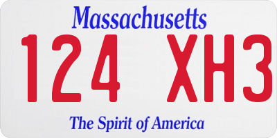 MA license plate 124XH3