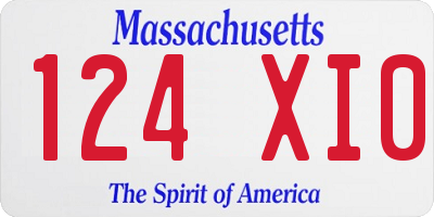 MA license plate 124XI0