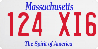 MA license plate 124XI6