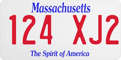 MA license plate 124XJ2