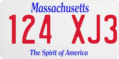 MA license plate 124XJ3
