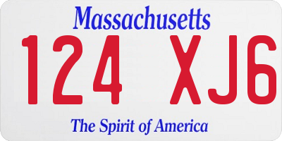 MA license plate 124XJ6
