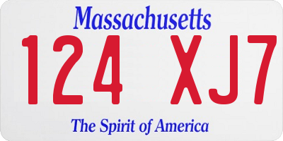 MA license plate 124XJ7