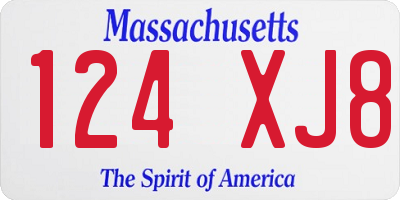 MA license plate 124XJ8
