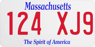 MA license plate 124XJ9