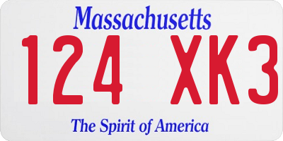 MA license plate 124XK3