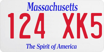 MA license plate 124XK5