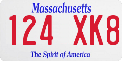 MA license plate 124XK8