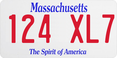 MA license plate 124XL7