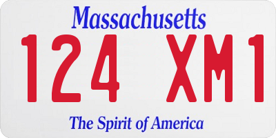MA license plate 124XM1