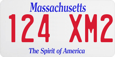 MA license plate 124XM2