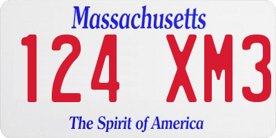 MA license plate 124XM3